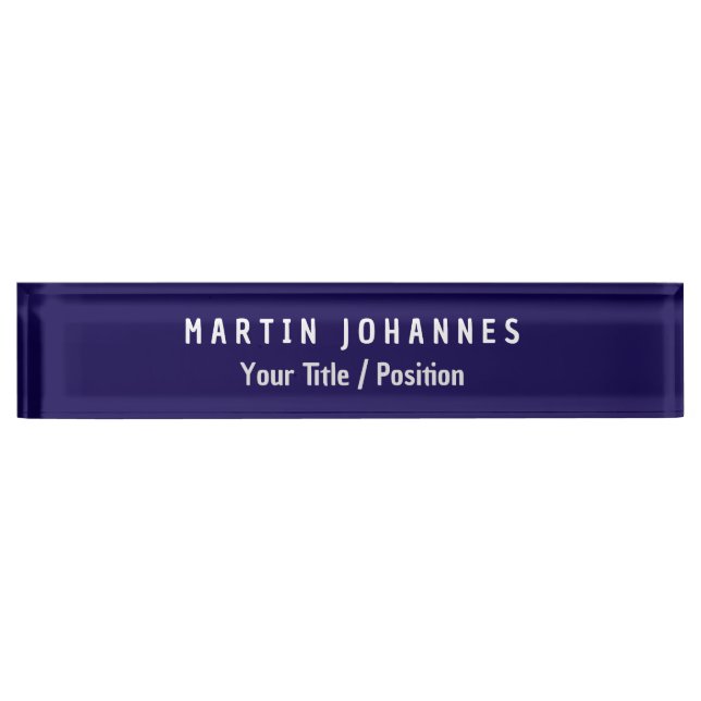 Modern Minimalist Plain Elegant Dark Blue Nameplate (Front)