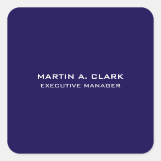 Modern Minimalist Plain Elegant Dark Blue Square Sticker