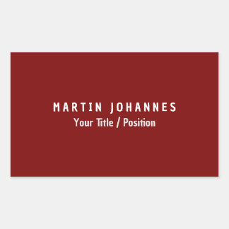 Modern Minimalist Plain Elegant Deep Red Rectangular Sticker