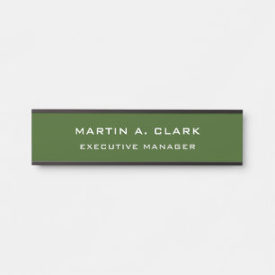Modern Minimalist Plain Elegant Forest Green Door Sign