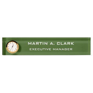 Modern Minimalist Plain Elegant Forest Green Nameplate