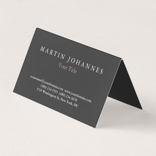 Modern Minimalist Plain Elegant Grey Business Card (Front)