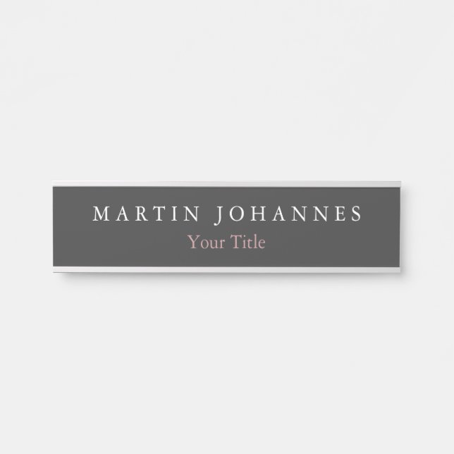 Modern Minimalist Plain Elegant Grey Door Sign (Front)