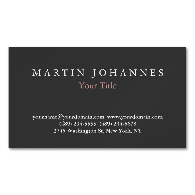 Modern Minimalist Plain Elegant Grey Magnetic Business Card (Front)
