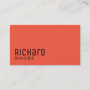 Modern Minimalist Plain Orange Red Black Business Card