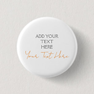 Modern Minimalist Plain Personalised Add Text 3 Cm Round Badge