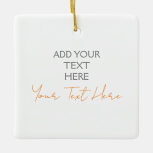 Modern Minimalist Plain Personalised Add Text Ceramic Ornament