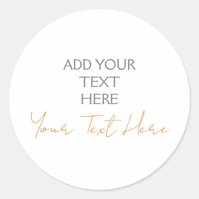Modern Minimalist Plain Personalised Add Text Classic Round Sticker (Front)