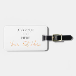 Modern Minimalist Plain Personalised Add Text Luggage Tag