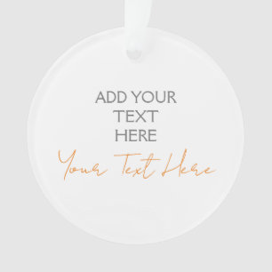 Modern Minimalist Plain Personalised Add Text Ornament