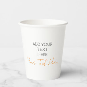 Modern Minimalist Plain Personalised Add Text Paper Cups