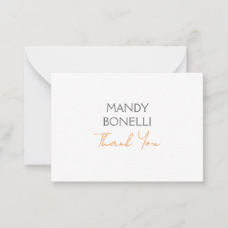 Modern Minimalist Plain Personalised Thank You Card