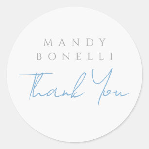 Modern Minimalist Plain Personalised Thank You Classic Round Sticker