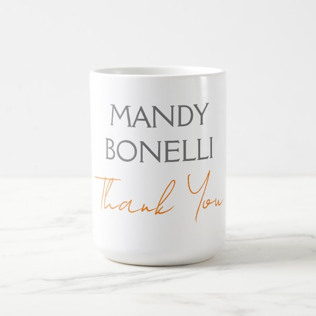 Modern Minimalist Plain Personalised Thank You Coffee Mug (Center)