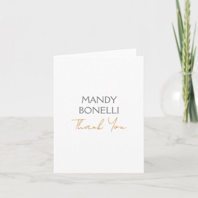 Modern Minimalist Plain Personalised Thank You Note Card (Front)