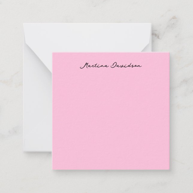 Modern Minimalist Plain Pink Creative Calligraphy Card (Front)