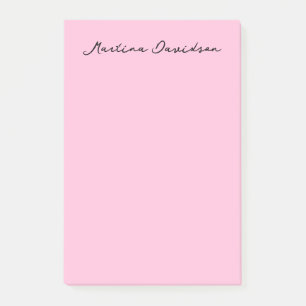 Modern Minimalist Plain Pink Creative Calligraphy Post-it Notes