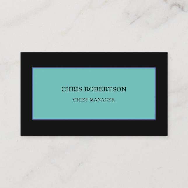 Modern Minimalist Plain Premium Silk Blue Black Business Card (Front)