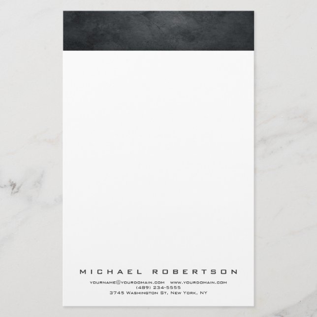 Modern Minimalist Plain Professional Grey White Stationery (Front)