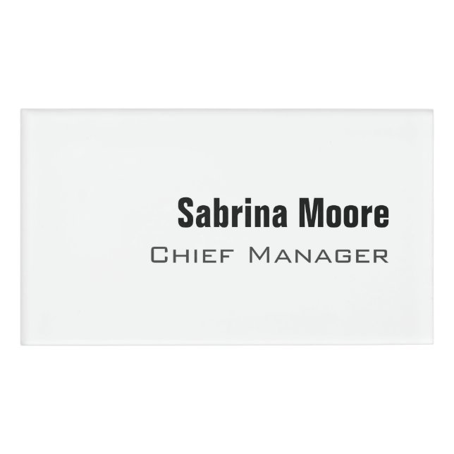 Modern Minimalist Plain Professional Name Tag (Front)