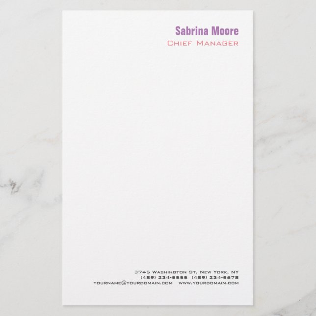 Modern Minimalist Plain Professional Stationery (Front)