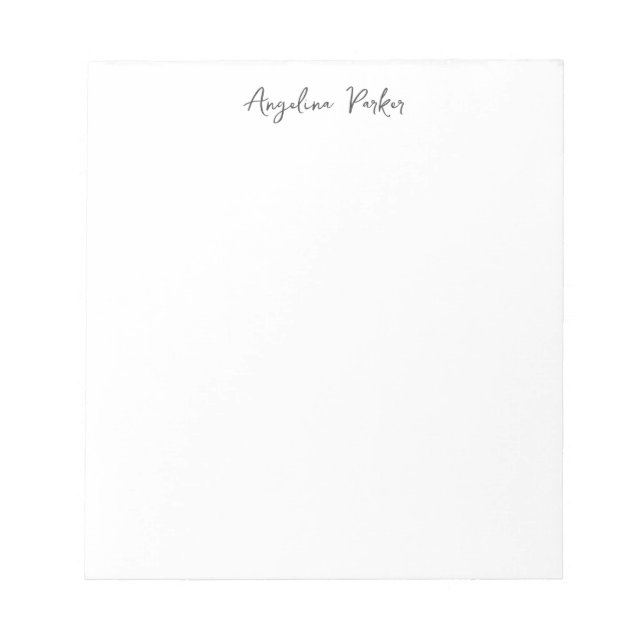 Modern Minimalist Plain Simple Black White Notepad (Front)