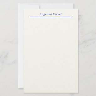Modern Minimalist Plain Simple Blue White Stationery
