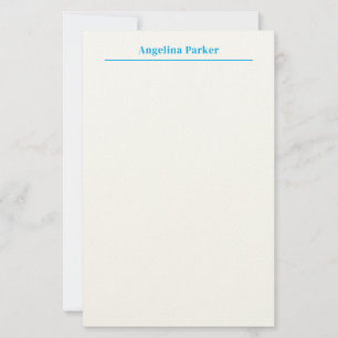 Modern Minimalist Plain Simple Blue White Stationery