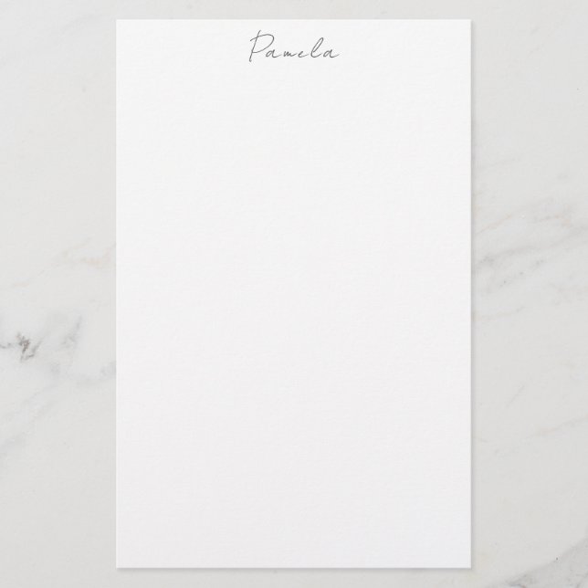 Modern Minimalist Plain Simple Cute Own Name Stationery (Front)
