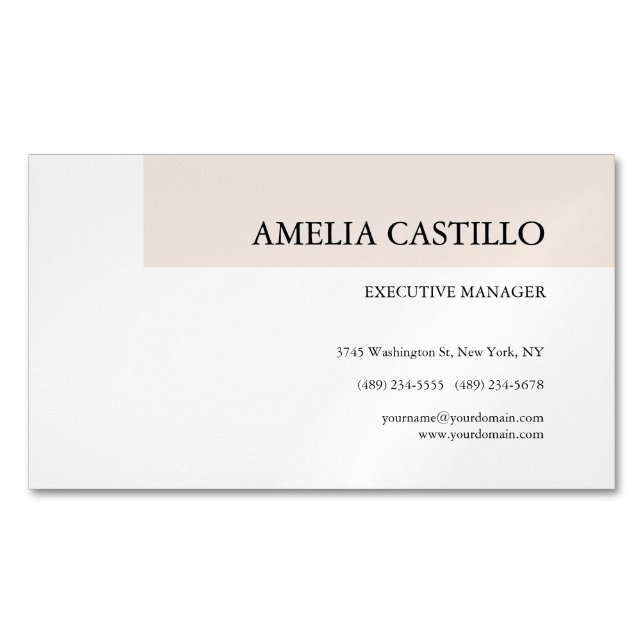 Modern Minimalist Plain Simple  Magnetic Business Card (Front)