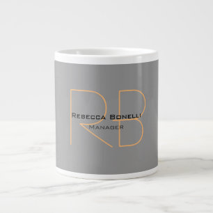 Modern Minimalist Plain Simple Monogram Manager Large Coffee Mug