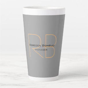 Modern Minimalist Plain Simple Monogram Manager Latte Mug