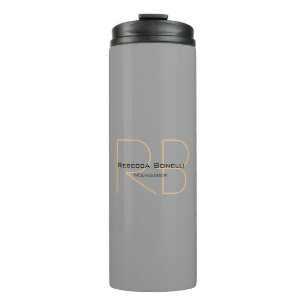 Modern Minimalist Plain Simple Monogram Manager Thermal Tumbler