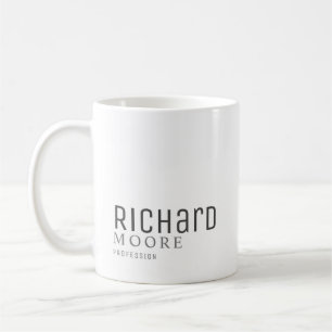 modern minimalist plain white black name coffee mug