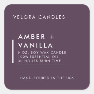 Modern Minimalist Plum Purple Candle Label Sticker