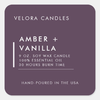 Modern Minimalist Plum Purple Candle Label Sticker