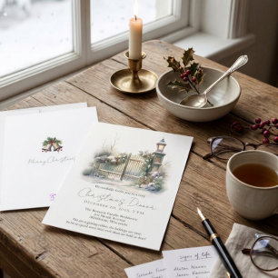 Modern Minimalist Poem Christmas Dinner Invitation