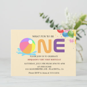 Modern Minimalist Pool Party First Birthday Invitation