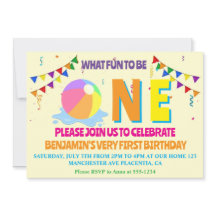 Modern Minimalist Pool Party First Birthday