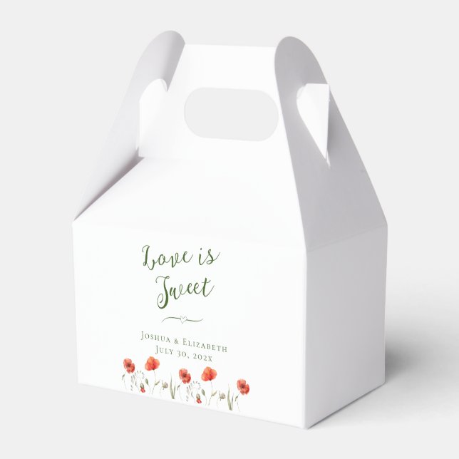 Modern Minimalist Poppies Wedding Favour Box (Front Side)