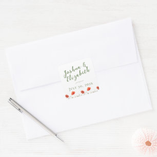 Modern Minimalist Poppies Wedding  Square Sticker
