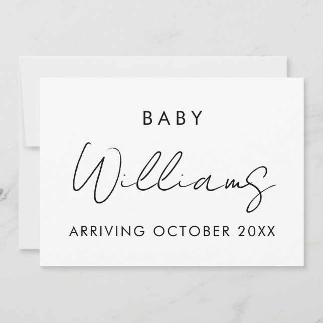 Modern Minimalist Pregnancy Announcement Card (Front)