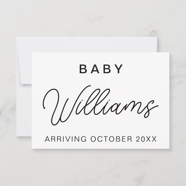 Modern Minimalist Pregnancy Announcement Card (Front)
