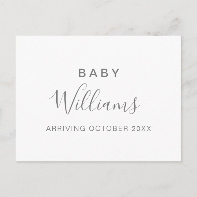 Modern Minimalist Pregnancy Announcement Postcard (Front)