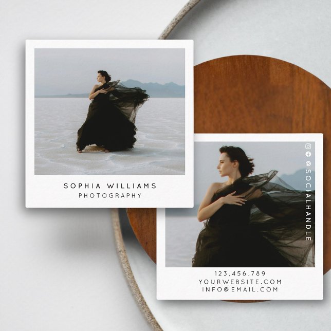 Modern Minimalist Professional 2 Photo  Square Business Card (Creator Uploaded)