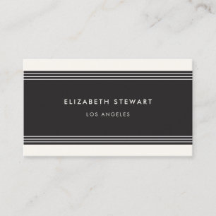 Modern Minimalist Professional Black and Ivory Business Card