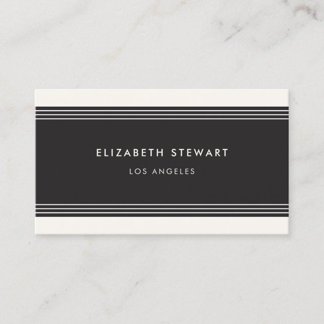 Modern Minimalist Professional Black and Ivory Business Card (Front)