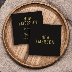 Modern Minimalist Professional Black Gold Small Square Business Card