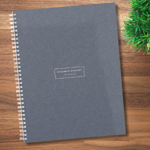 Modern Minimalist Professional Blue Linen Ivory Planner