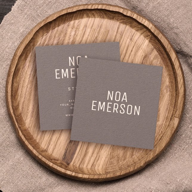 Modern Minimalist Professional Charcoal Grey Square Business Card (Creator Uploaded)